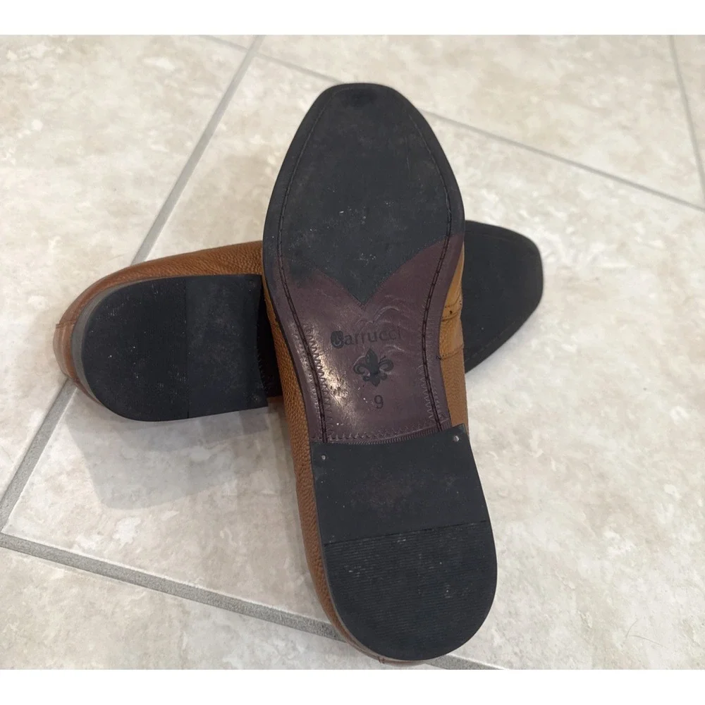 Carrucci Wingtip Cognac Brown Caviar Dress Leather Shoes Lace Up Career Business